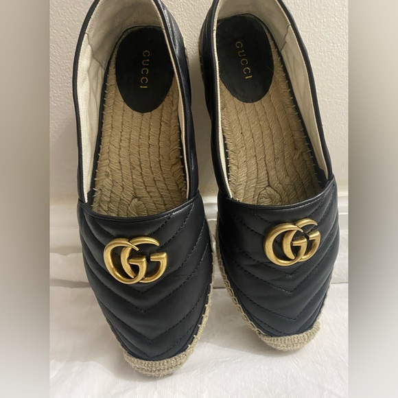 Leather espadrille with double G - Picture 3 of 7